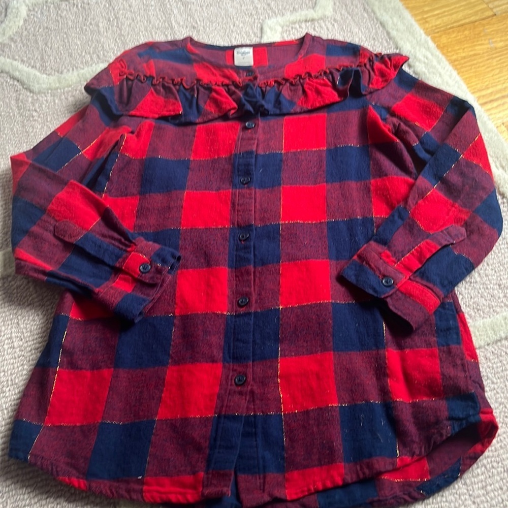 Osh kosh flannel ruffle top